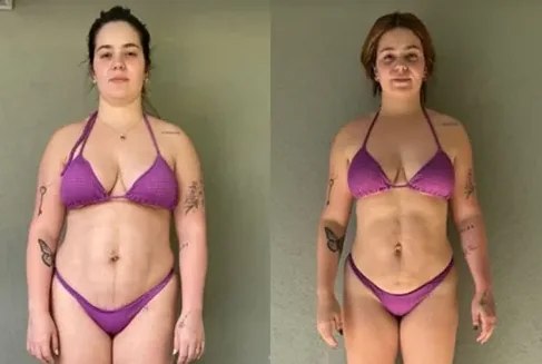 Exemplo de transformação corporal antes e depois